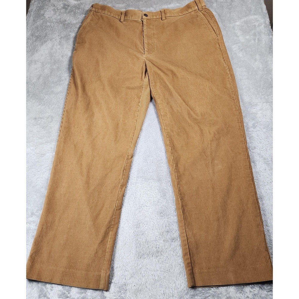 Orvis Corduroy Pants Mens 38x30 Khaki Tan Chino Flat‎ Front Straight Leg